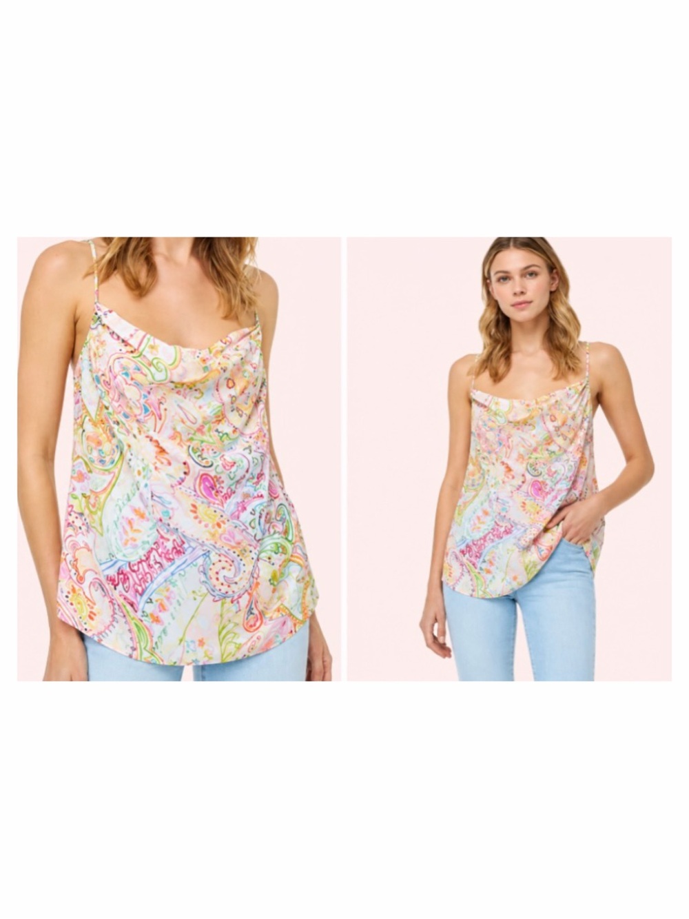 Robert Graham Rosa Silk Blend Paisley Drape Neck Tank Top Camisole Medium NWT